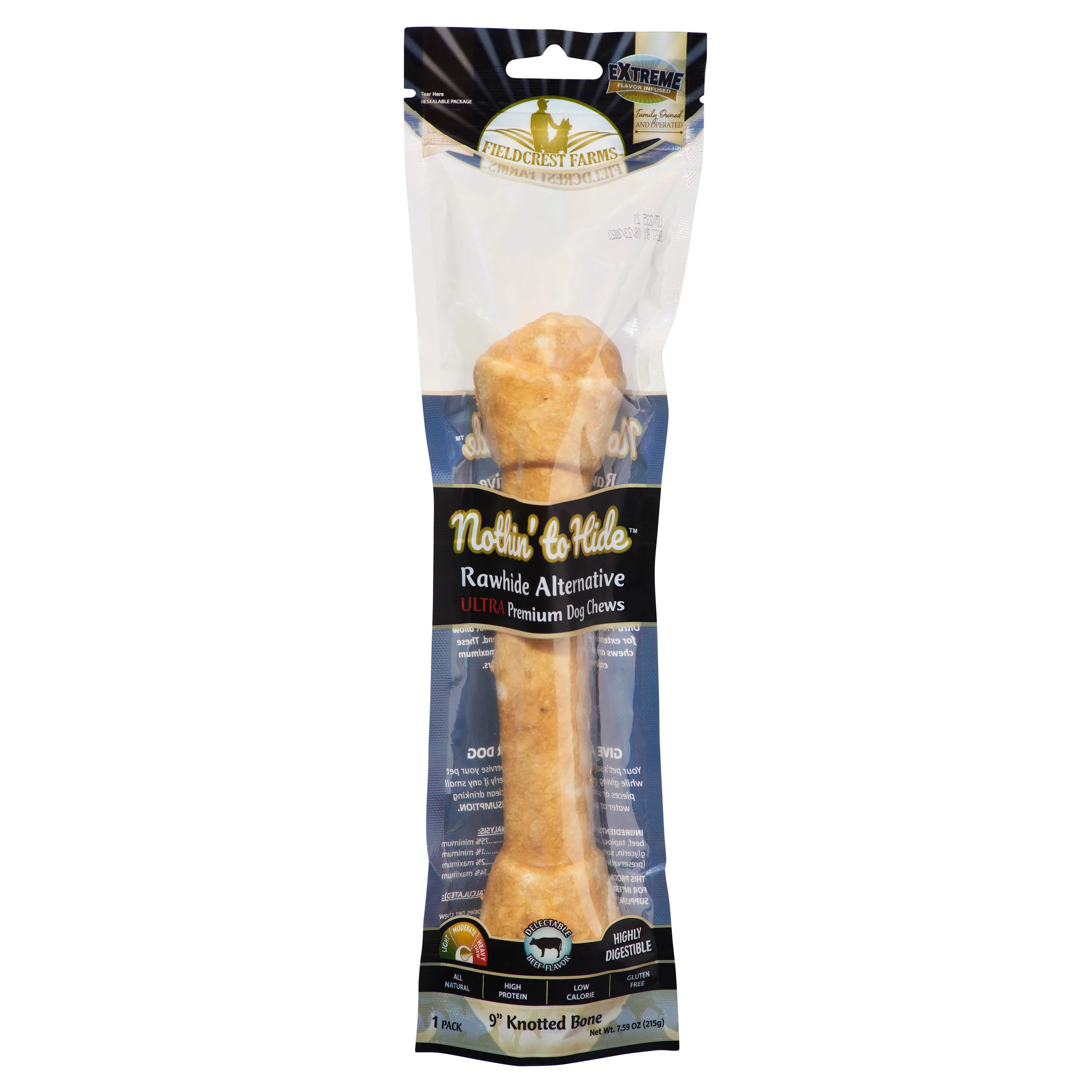 Fieldcrest Farms Nothin' To Hide Ultra Knotted Bone Dog Treat Beef 9 in