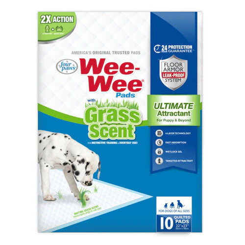 Four Paws Four Paws Wee-Wee Ultimate Attractant Dog Pee Pads with Grass Scent Grass Scented 10 Count - Image 2