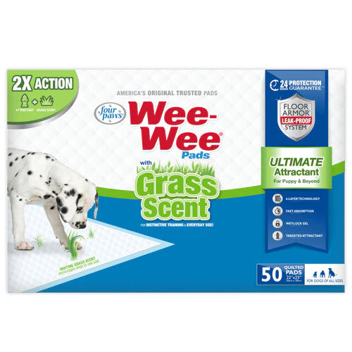 Four Paws Four Paws Wee-Wee Ultimate Attractant Dog Pee Pads with Grass Scent Grass Scented 50 Count - Image 2
