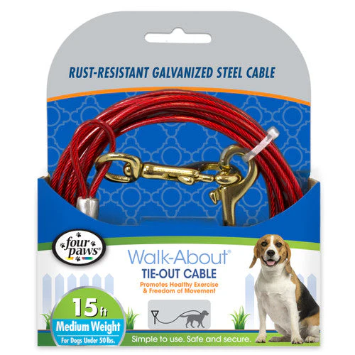Four Paws Medium Weight Dog Tie Out Cable Red 15 Feet - Image 2