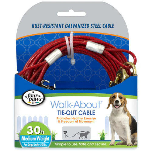 Four Paws Medium Weight Dog Tie Out Cable Red 30 Feet - Image 2