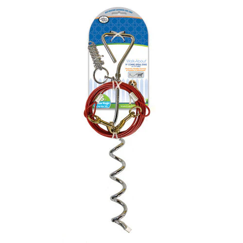 Four Paws Walk About Tie-Out Dog Spiral Stake Silver 15 ft. Cable - Image 2