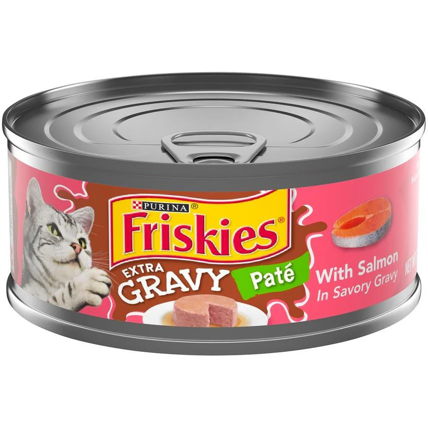 Purina Friskies Extra Gravy Pate With Salmon in Savory Gravy Adult Cat 24/5.5z {L-1}050488