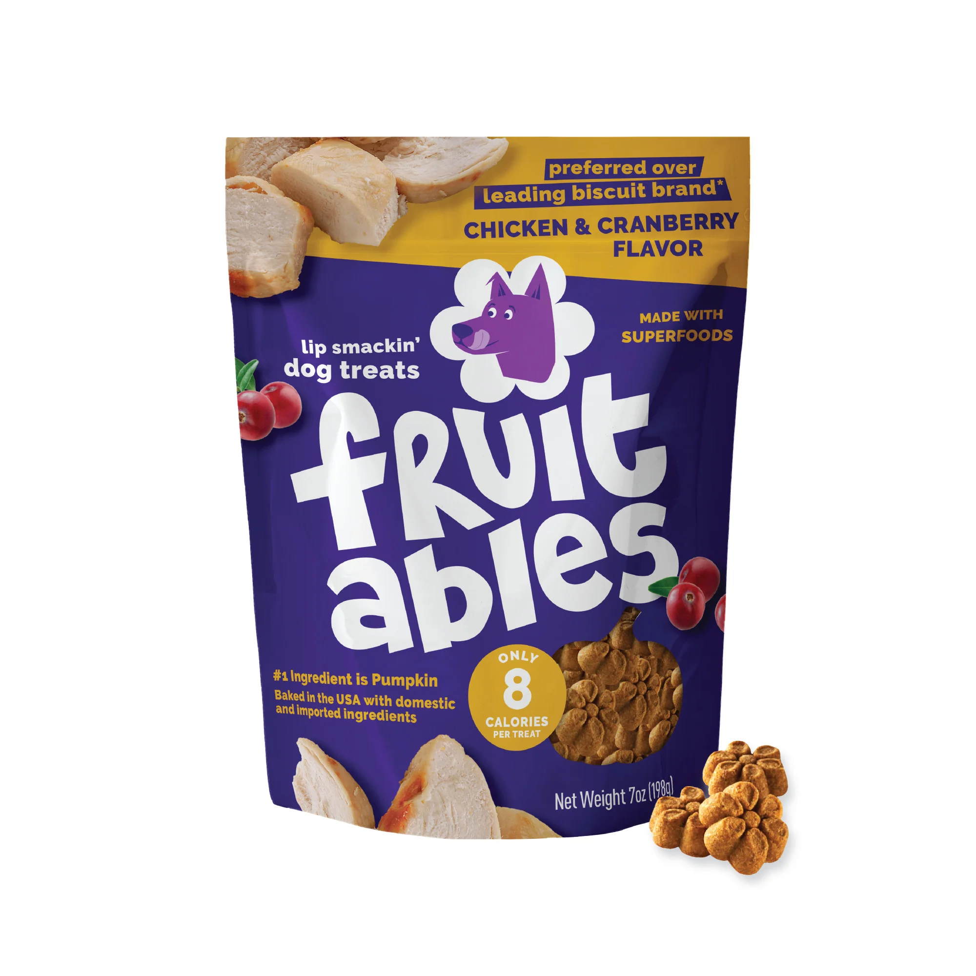 Fruitables Baked Dog Treats Chicken & Cranberry 7 oz