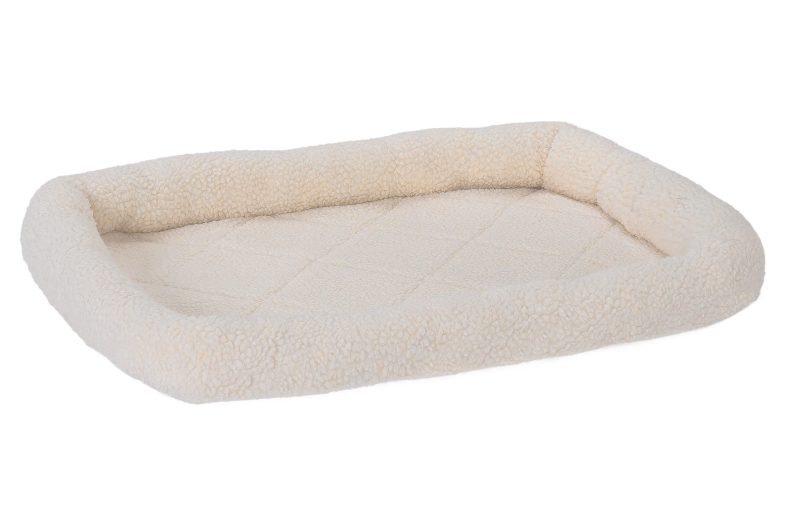 Fur Haven Pet Products Faux Lambswool Pet Crate Bolster Bed Cream Small, 24In X18 in