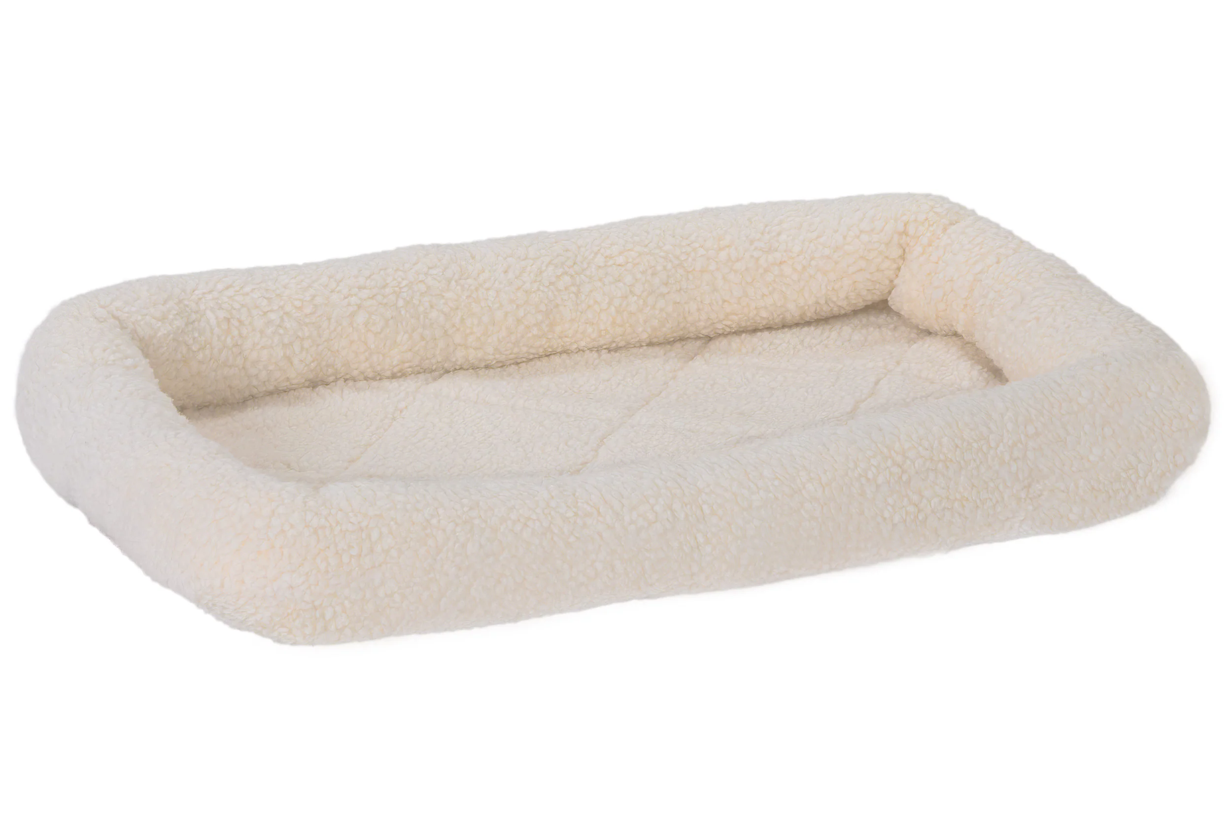 Fur Haven Pet Products Faux Lambswool Pet Crate Bolster Bed Cream X-Small, 22In X 13 in
