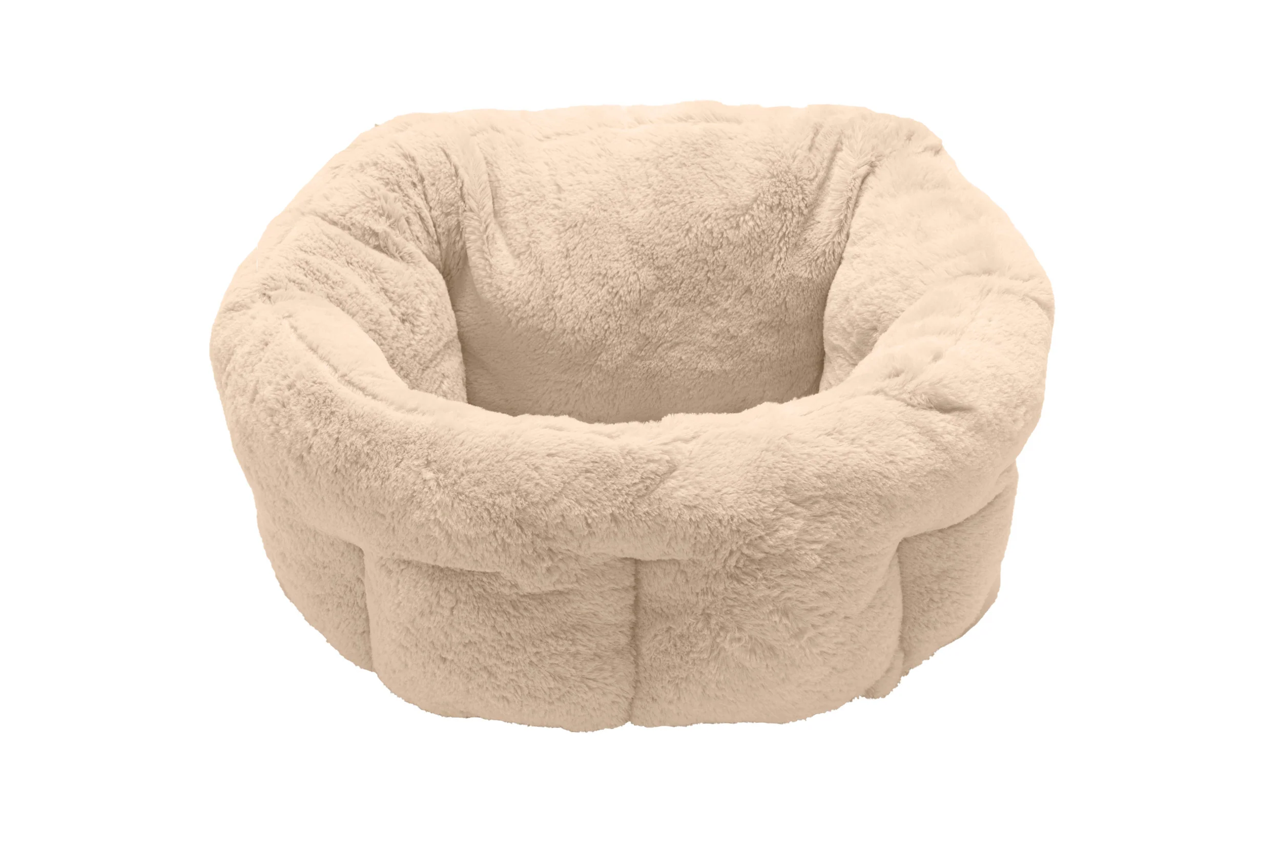 Fur Haven Pet Products Luxury Faux Fur Warming Cuddler Pet Bed Cream Small