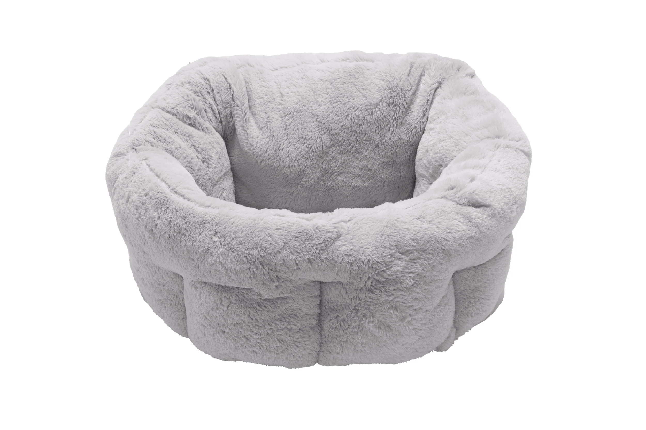Fur Haven Pet Products Luxury Faux Fur Warming Cuddler Pet Bed Gray Small