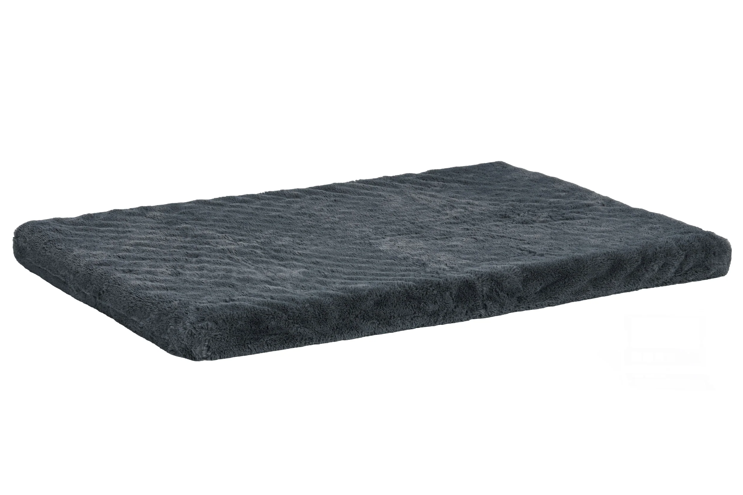 Fur Haven Pet Products Plush Faux Fur Crate 2" Ortho Pet Mat Gray Large, 36In X 24 in