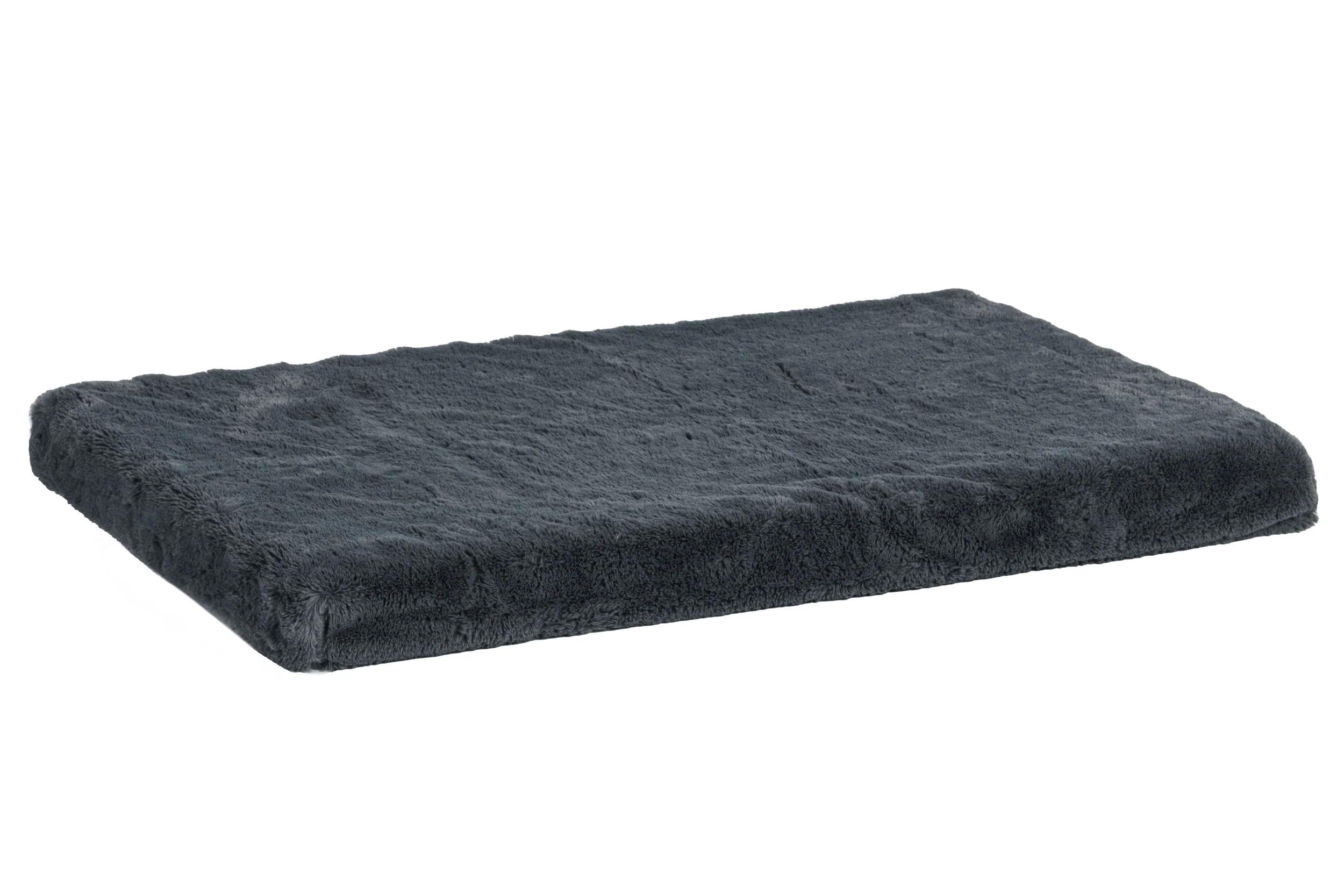 Fur Haven Pet Products Plush Faux Fur Crate 2" Ortho Pet Mat Gray Medium, 30In X 19 in