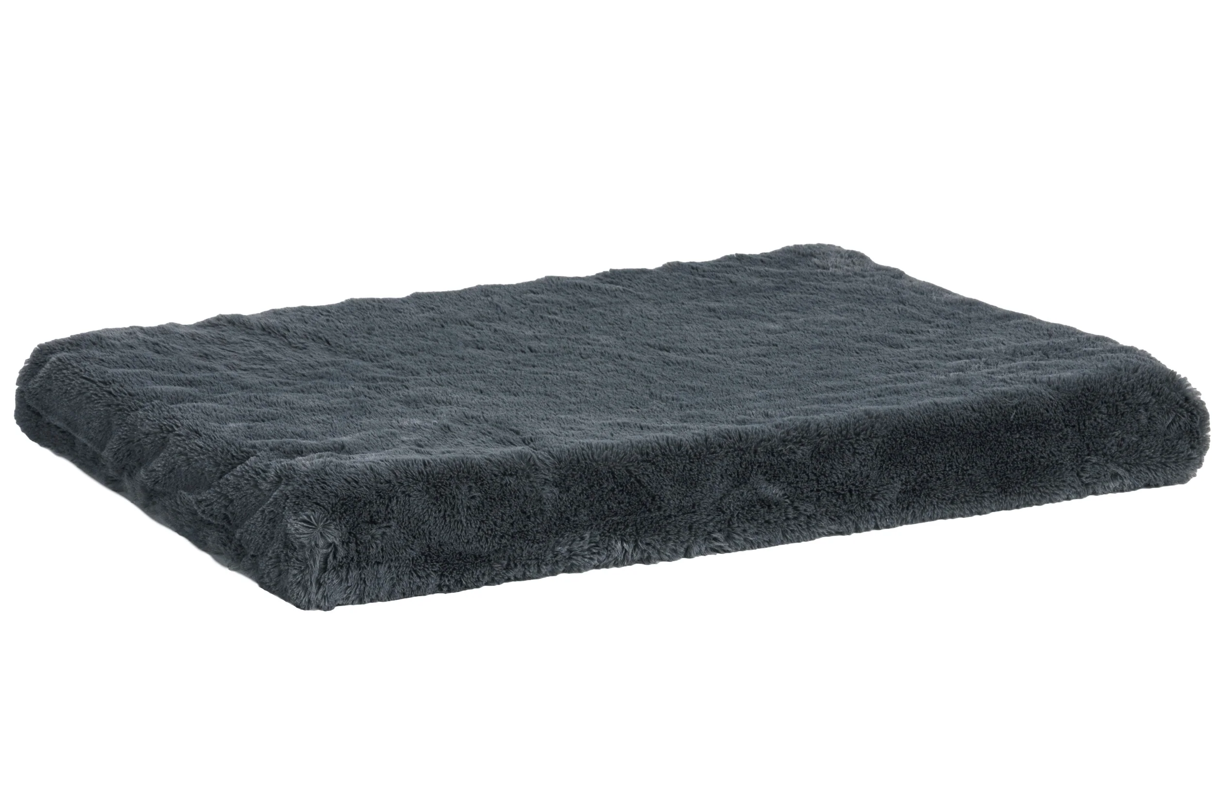 Fur Haven Pet Products Plush Faux Fur Crate 2" Ortho Pet Mat Gray Small, 24In X 17 in