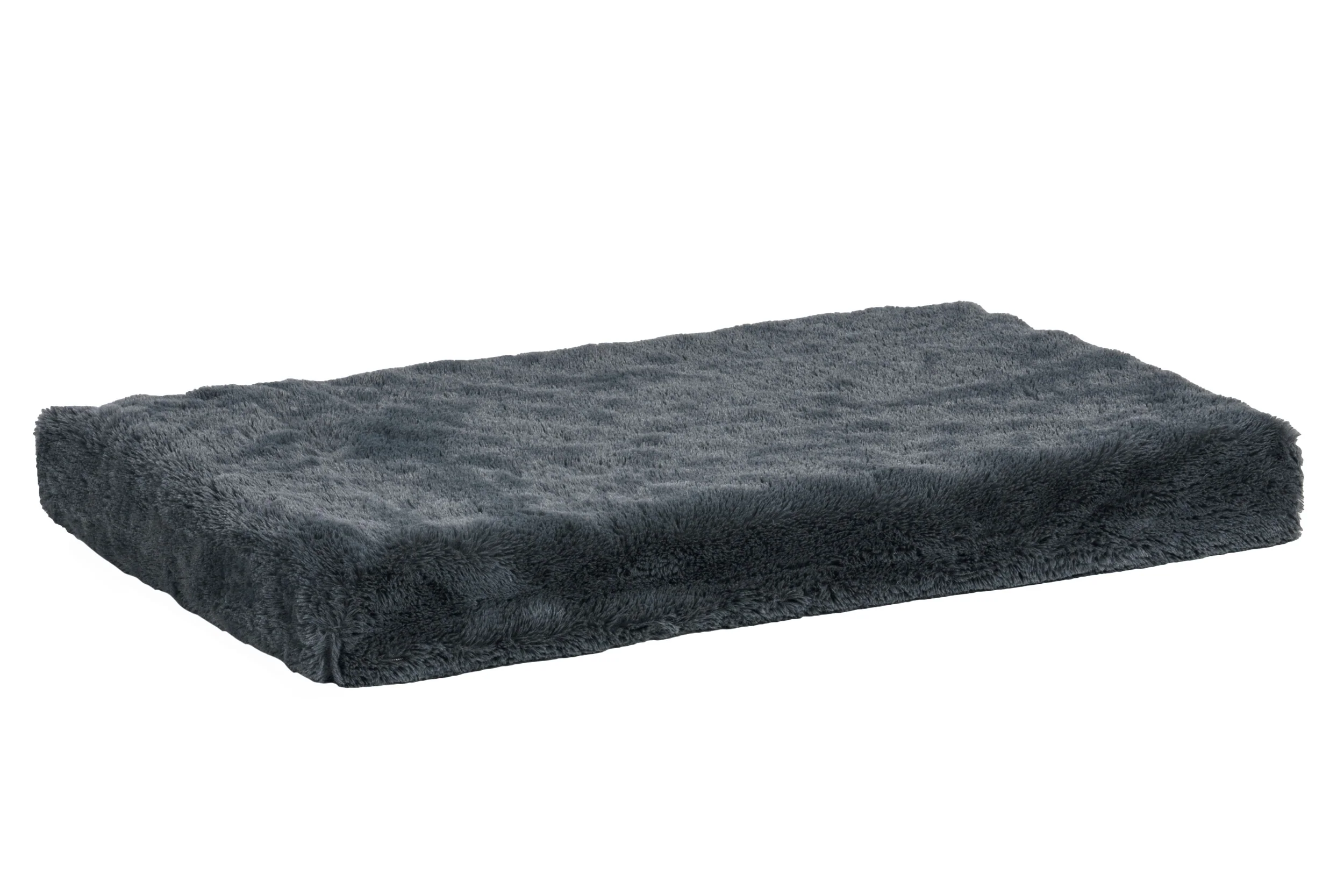 Fur Haven Pet Products Plush Faux Fur Crate 2" Ortho Pet Mat Gray X-Small, 22In X 13 in