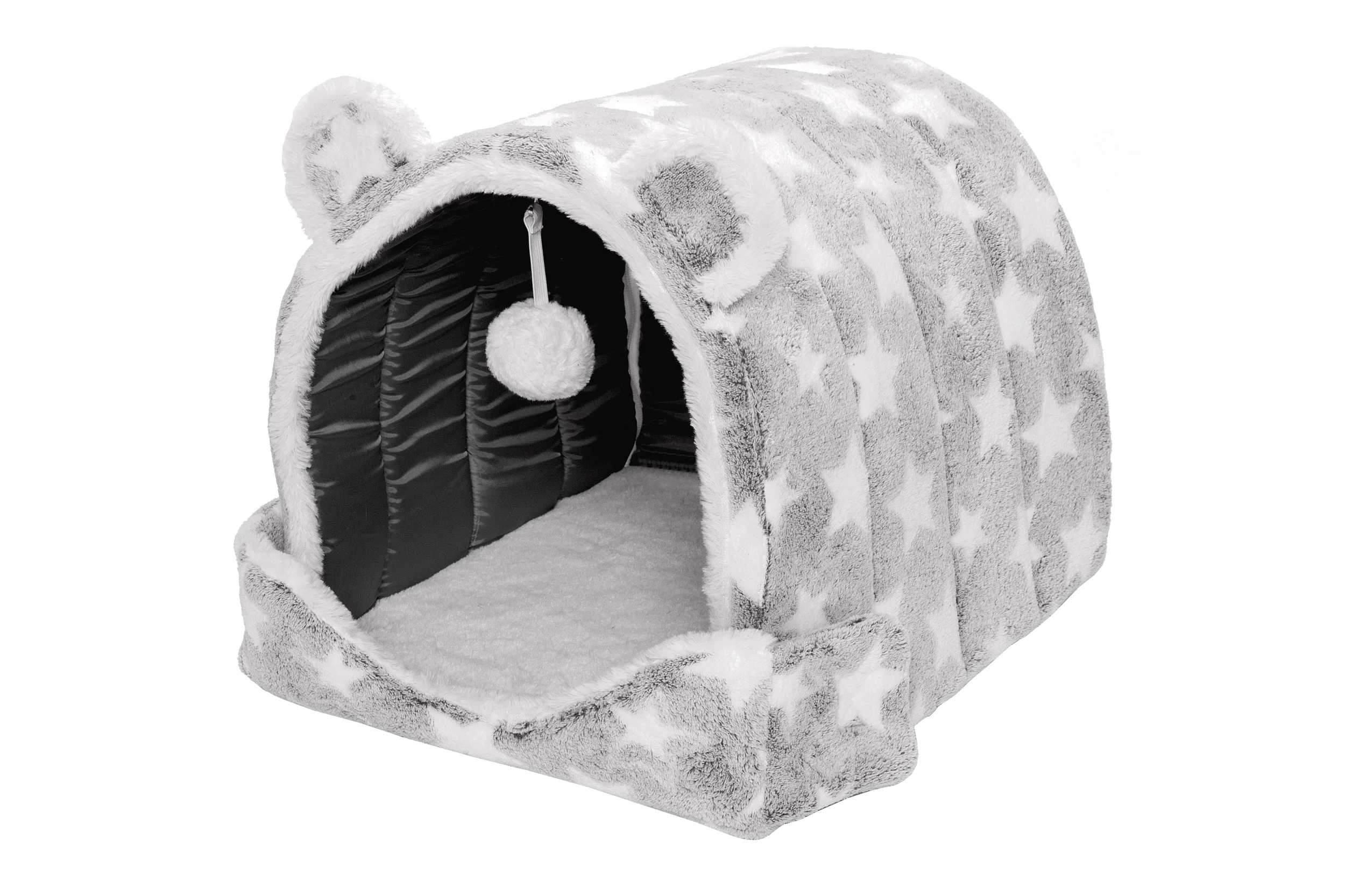 Fur Haven Pet Products Print Fleece Cozy Cave Gray Stars Small