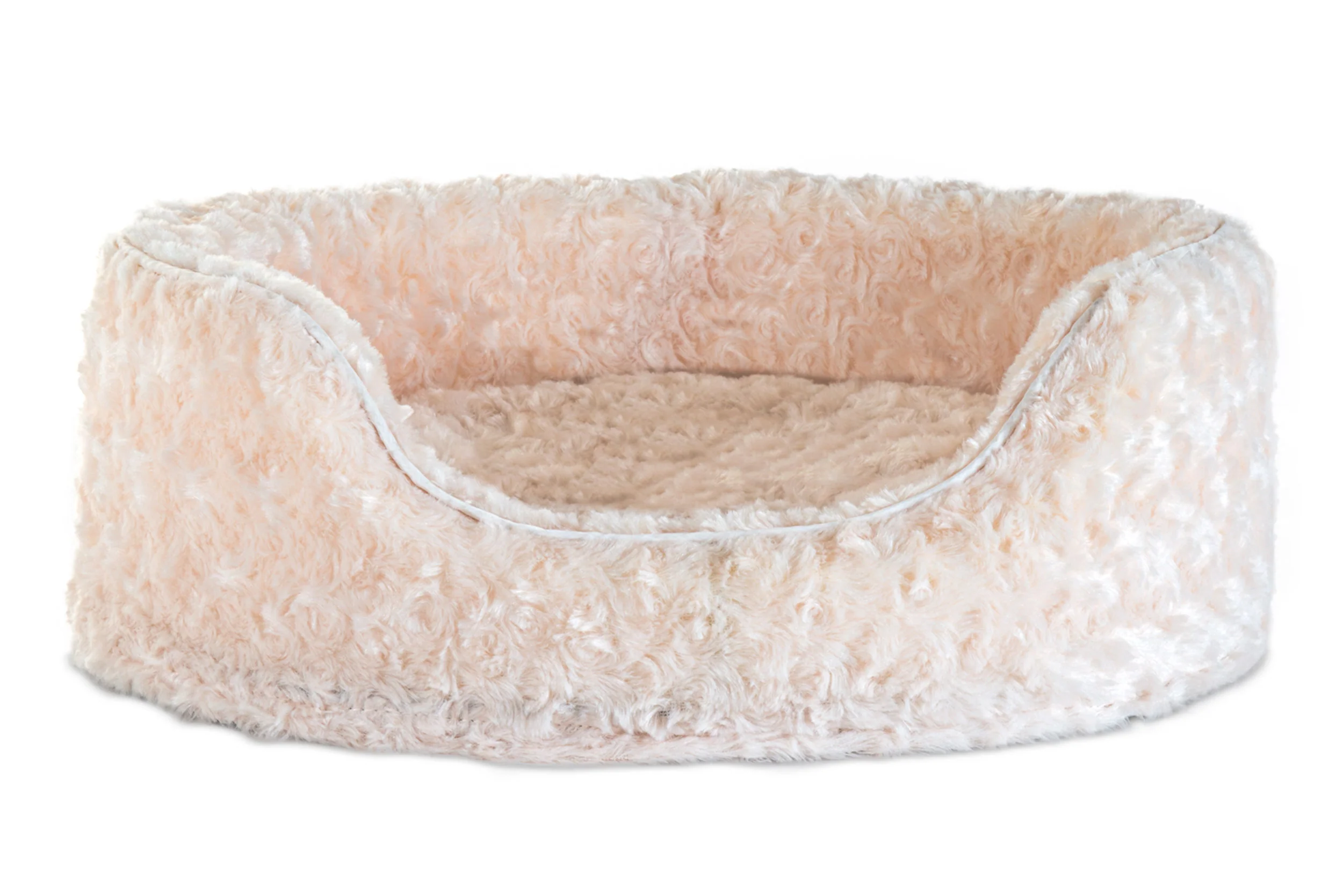 Fur Haven Pet Products Ultra Plush Faux Fur Oval Lounger Pet Bed Cream Small