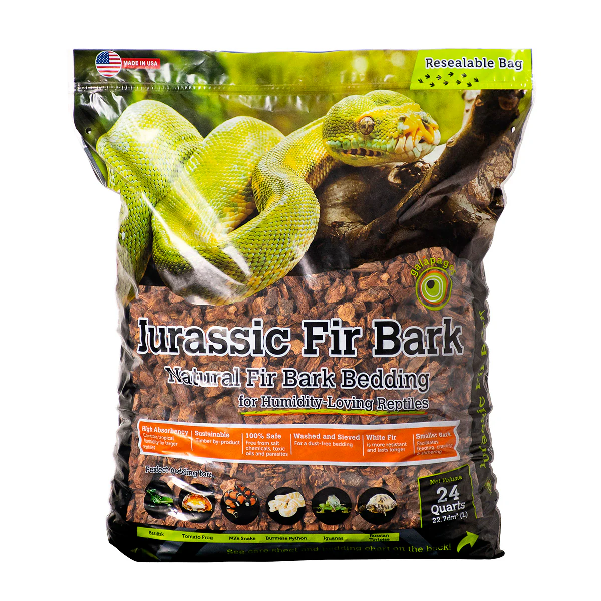 Galapagos Jurassic Fir Bark Natural Fir Bark Bedding Substrate 24 qt