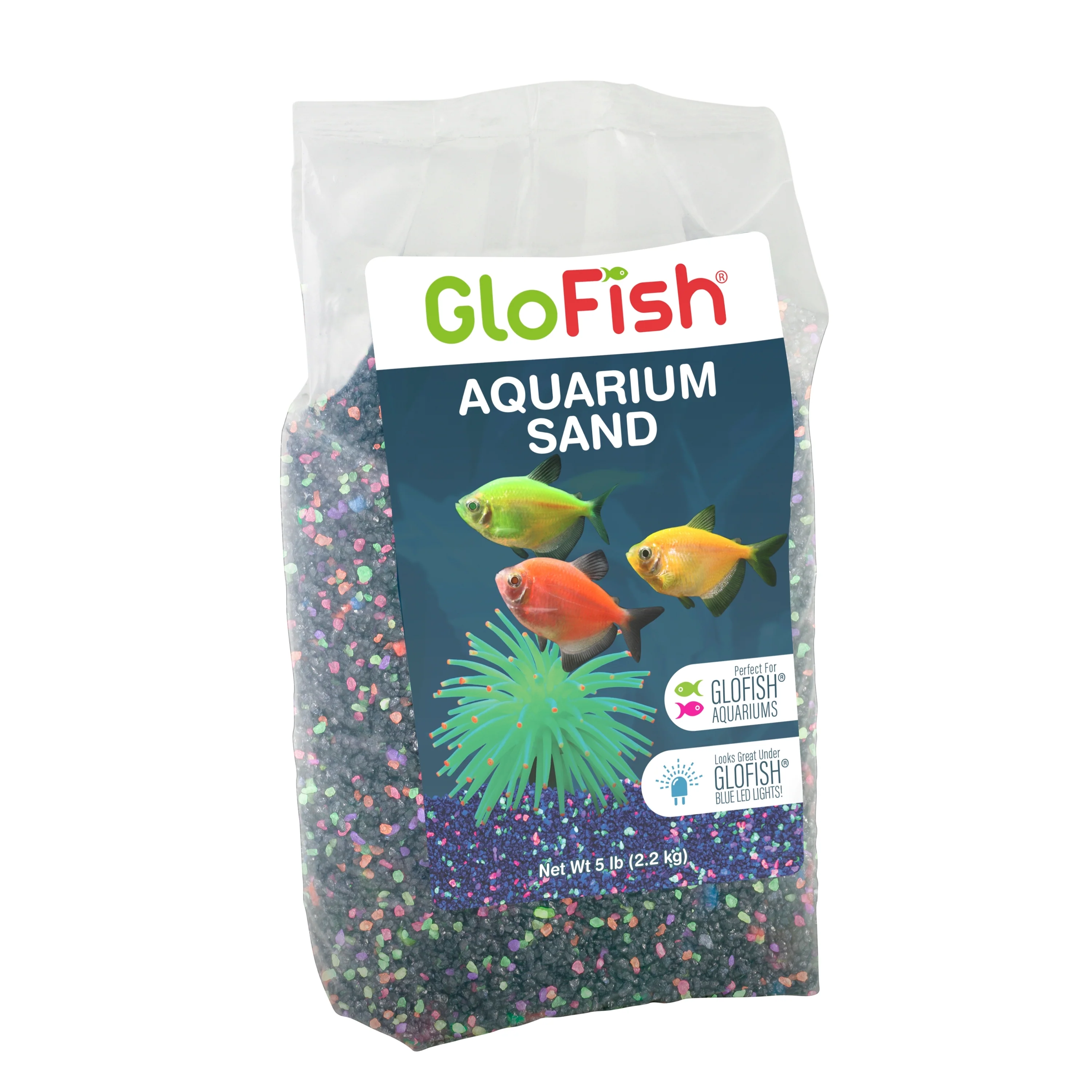 GloFish Aquarium Sand Black w/Fluorescent Highlights 5 lb