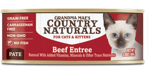 Grandma Mae's Country Naturals Grain Free Pate Wet Cat & Kitten Food Beef 2.8oz 24pk - Image 2