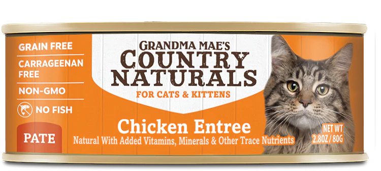 Grandma Mae's Country Naturals Grain Free Pate Wet Cat & Kitten Food Chicken 2.8oz 24pk