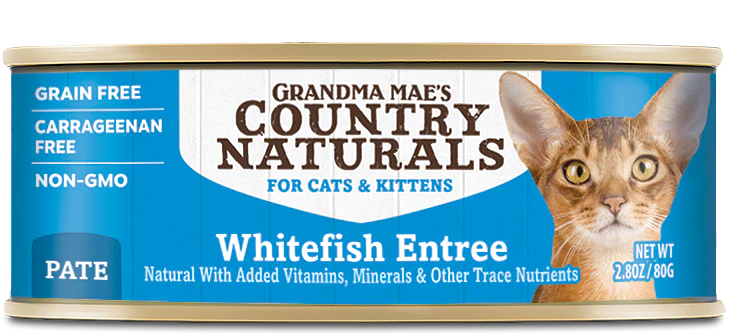 Grandma Mae's Country Naturals Grain Free Pate Wet Cat & Kitten Food Whitefish 2.8oz 24pk