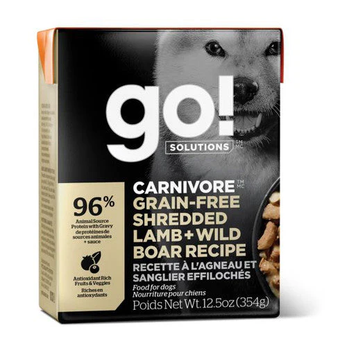Petcurean GO! CARNIVORE Grain Free Shredded Lamb + Wild Boar Dog 12/12.5oz {L-1} 152294 - Image 2