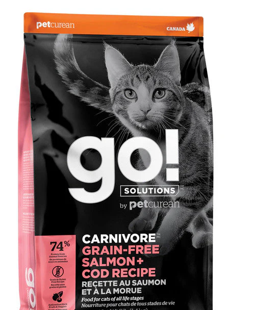 Petcurean GO! CARNIVORE Grain Free Salmon + Cod Recipe for cats 8lb {L-1}152247 - Image 2