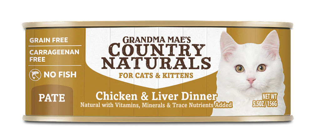 Grandma Mae's Country Naturals Grain Free Pate Wet Cat & Kitten Food Chicken & Liver 5.5oz 24pk