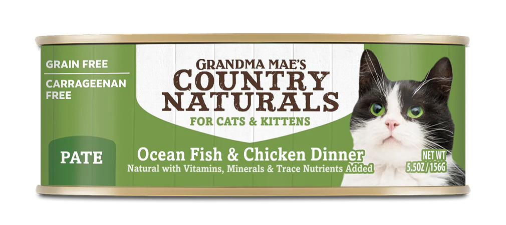 Grandma Mae's Country Naturals Grain Free Wet Cat Food Ocean Fish & Chicken 5.5oz 24pk
