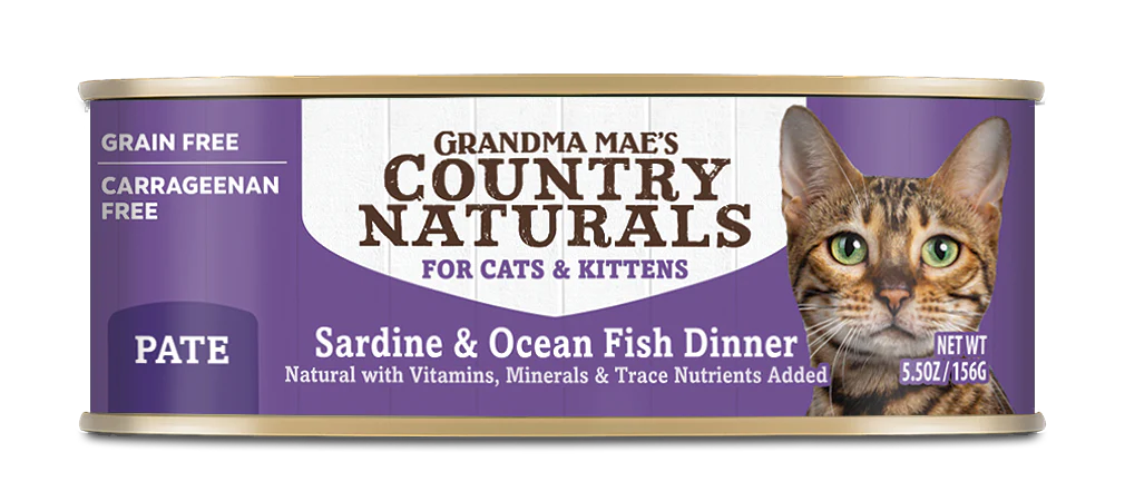 Grandma Mae's Country Naturals Grain Free Wet Cat Food Sardine & Ocean Fish 5.5oz 24pk