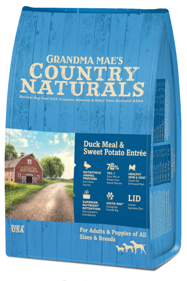 Grandma Mae's Country Naturals Dry Dog Food Duck Meal & Sweet Potato 24 lb
