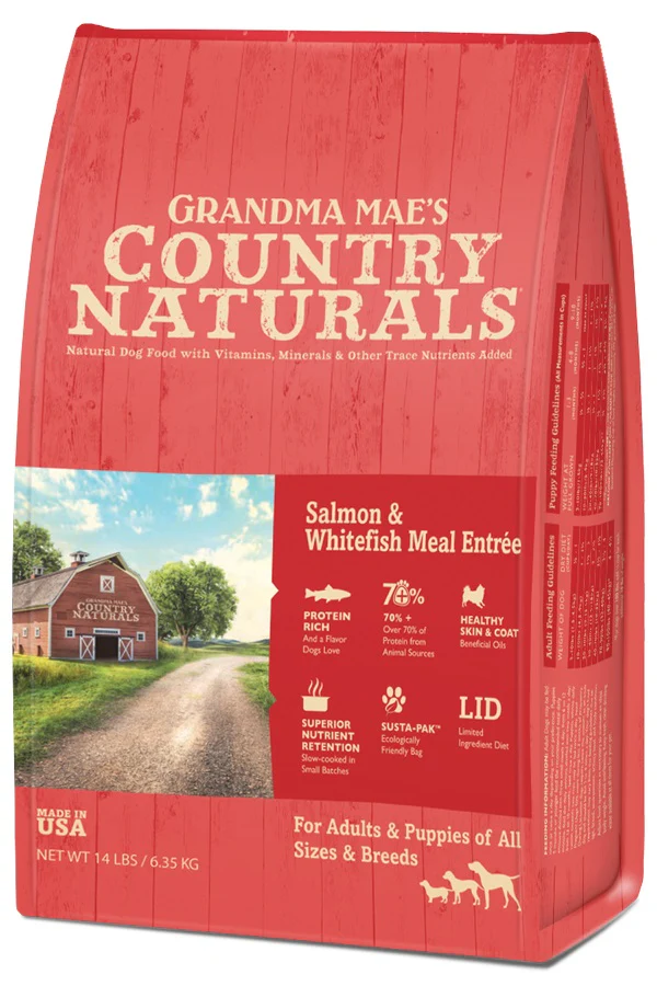 Grandma Mae's Country Naturals Dry Dog Food Salmon & Whitefish Meal 12 lb