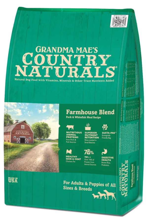 Grandma Mae's Country Naturals Farmhouse Blend Dry Dog Food Pork & Whitefish 24 lb