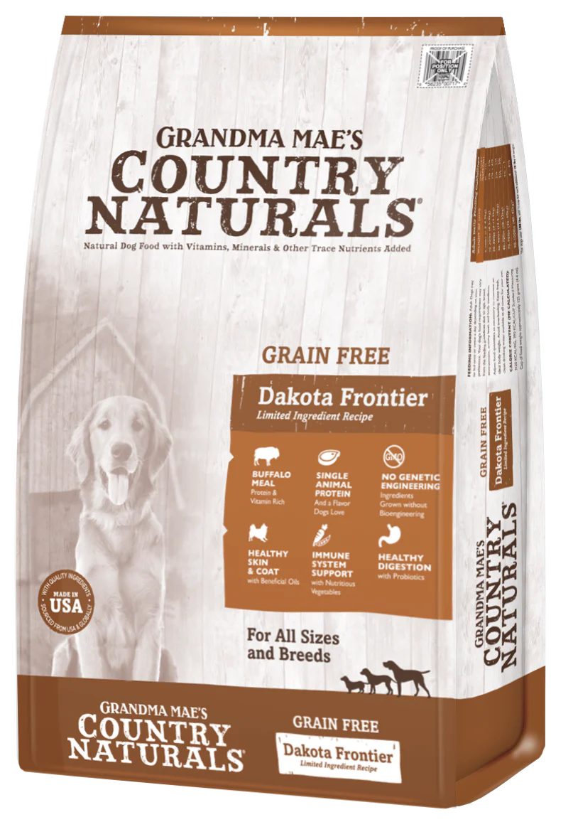 Grandma Mae's Country Naturals Grain Free L.I.D. Dry Dog Food Dakota Frontier Buffalo 12 lb
