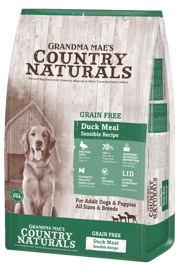 Grandma Mae's Country Naturals Grain Free LID Dry Dog Food Duck Meal Sensible 23 lb