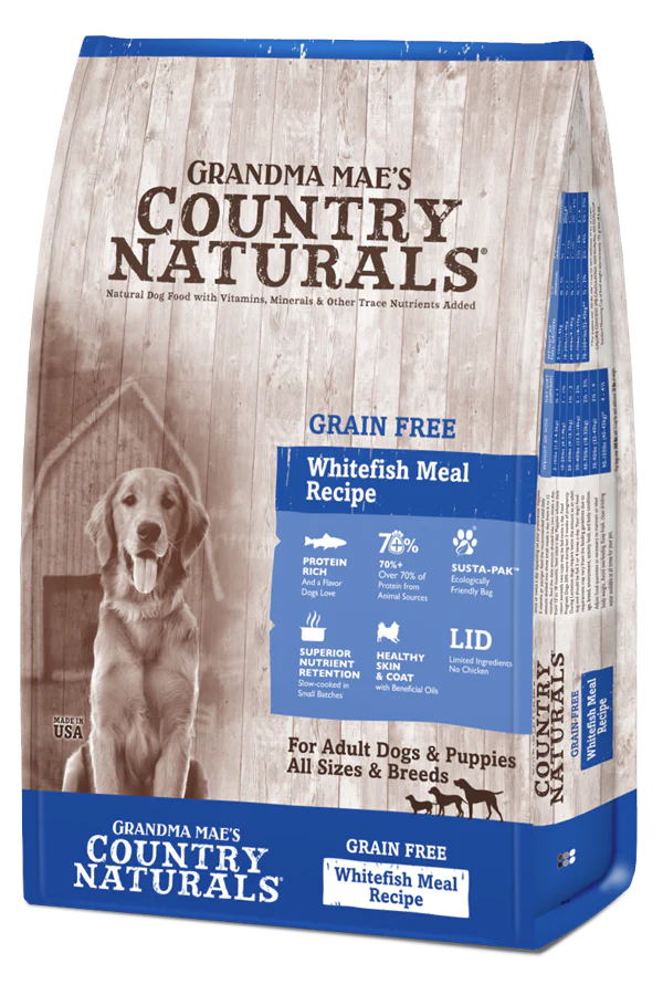 Grandma Mae's Country Naturals Grain Free LID Dry Dog Food Whitefish 12 lb