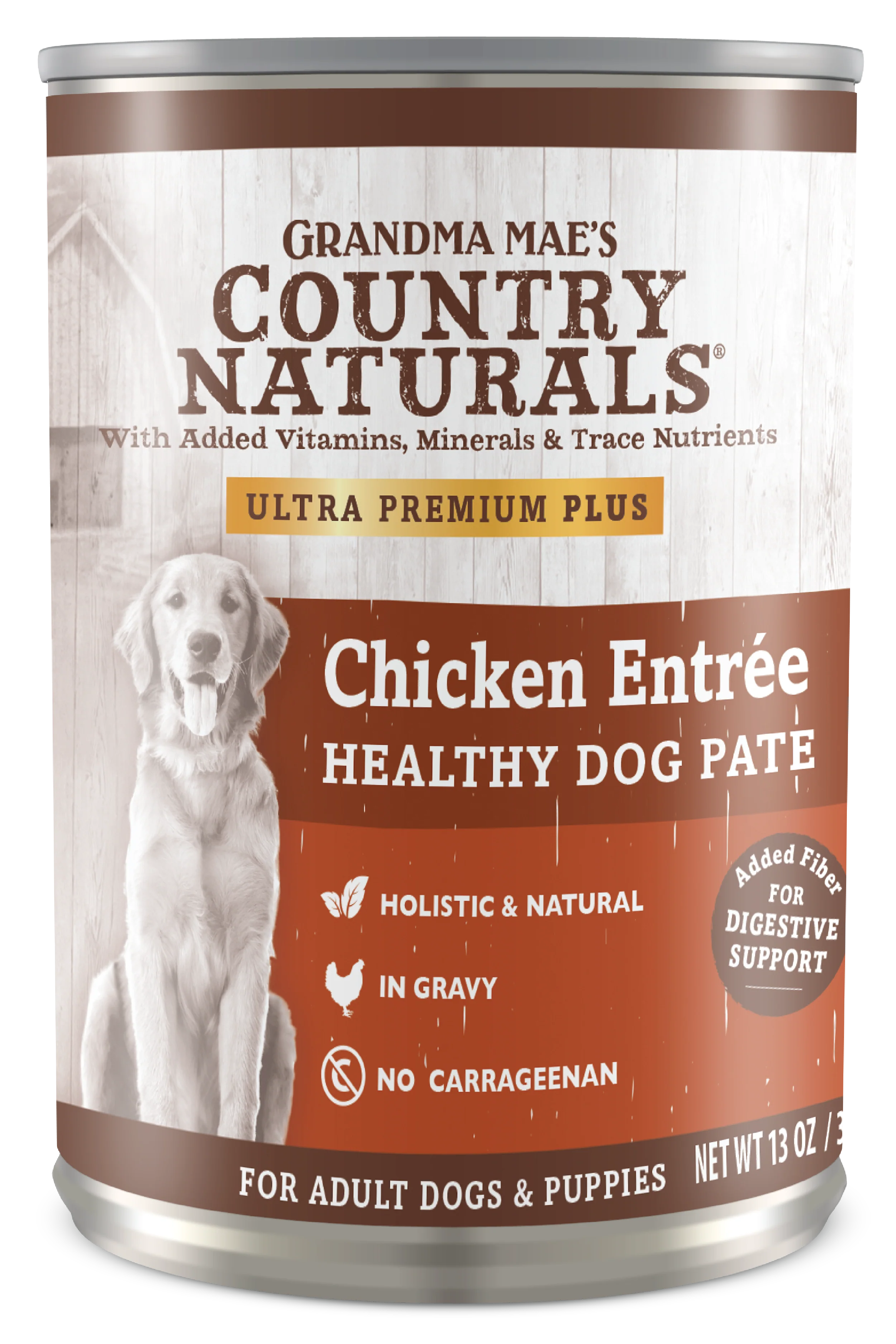 Grandma Mae's Country Naturals Healthy Dog Pate Wet Dog Food Chicken Entrée 12ea/13 oz