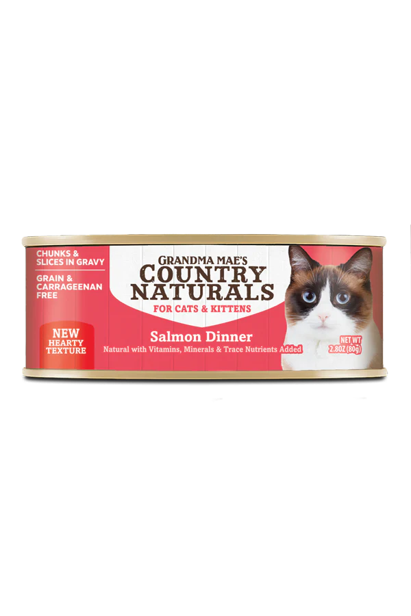 Grandma Mae's Country Naturals Slices in Gravy Dinner Canned Cat Food Salmon Slices 24ea/2.8 oz