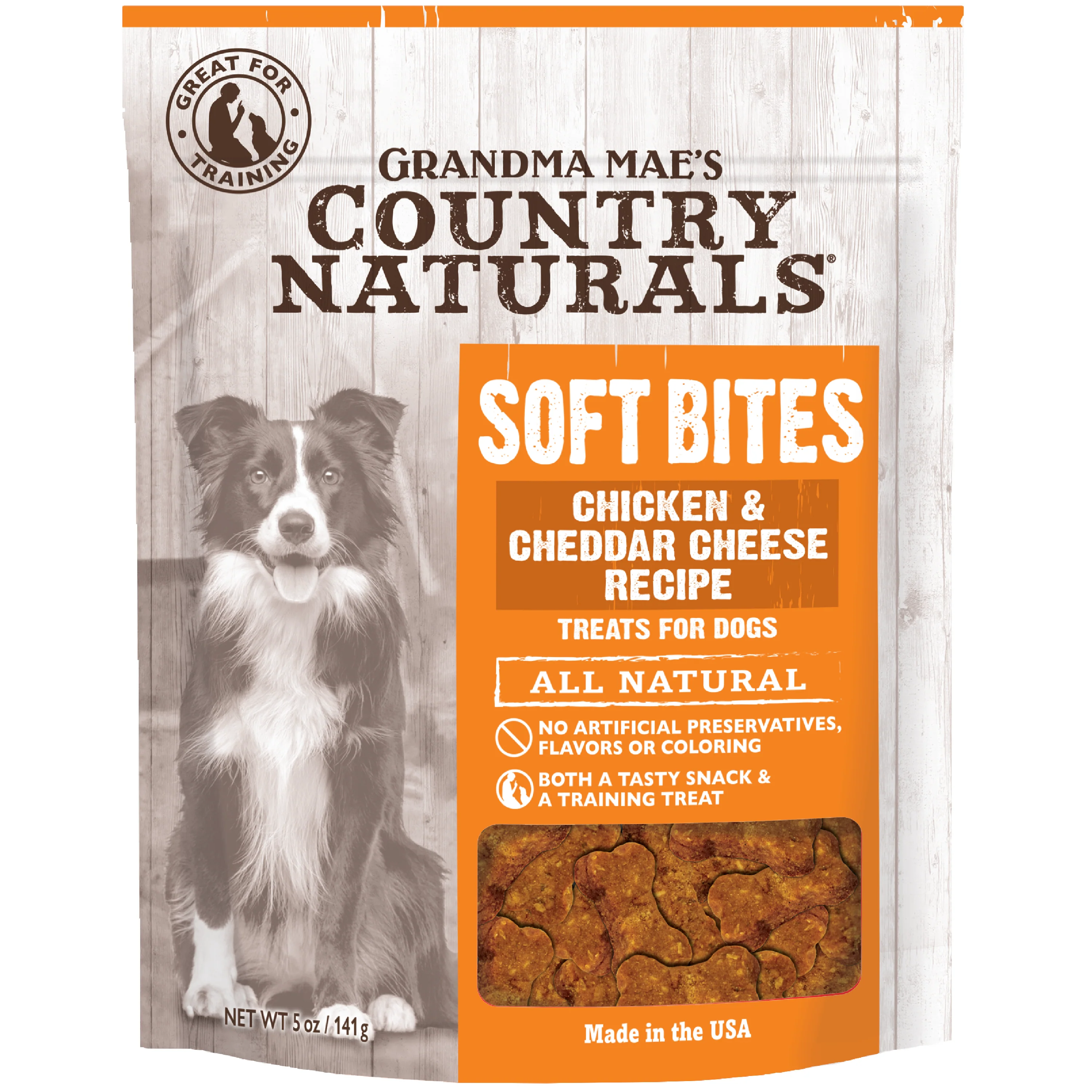 Grandma Mae's Country Naturals Soft Bites Dog Treats Chicken & Cheddar 5 oz