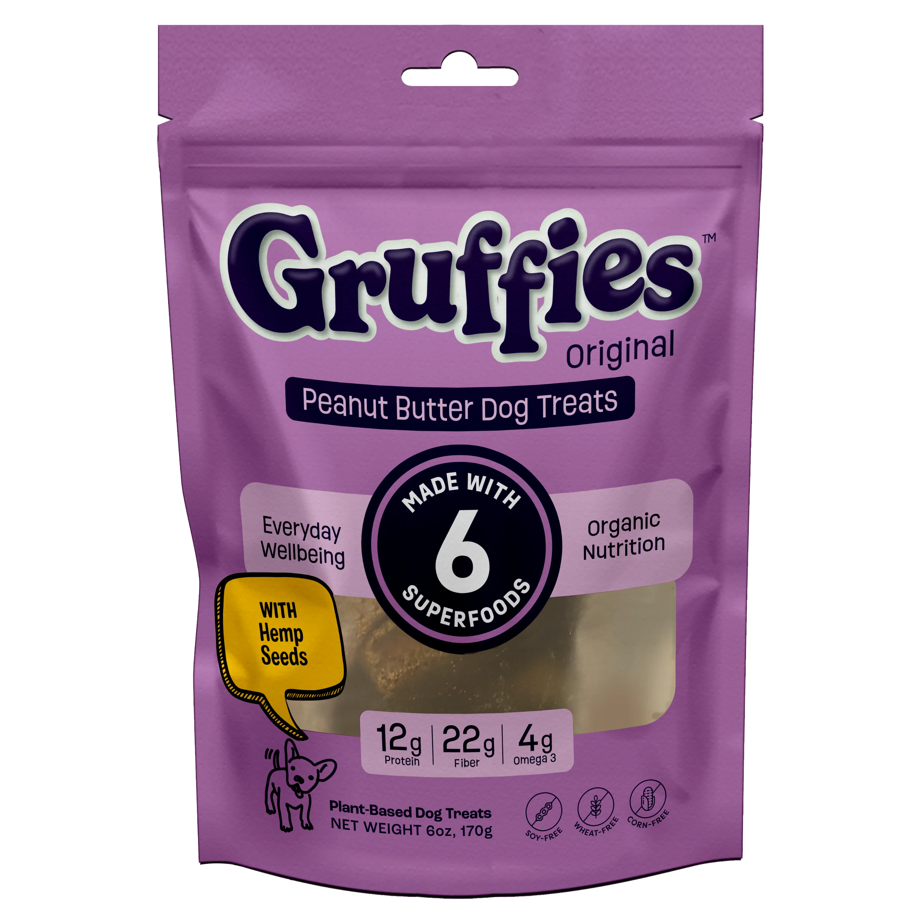 Green Gruff Gruffies Original Dog Treats Peanut Butter 6 oz