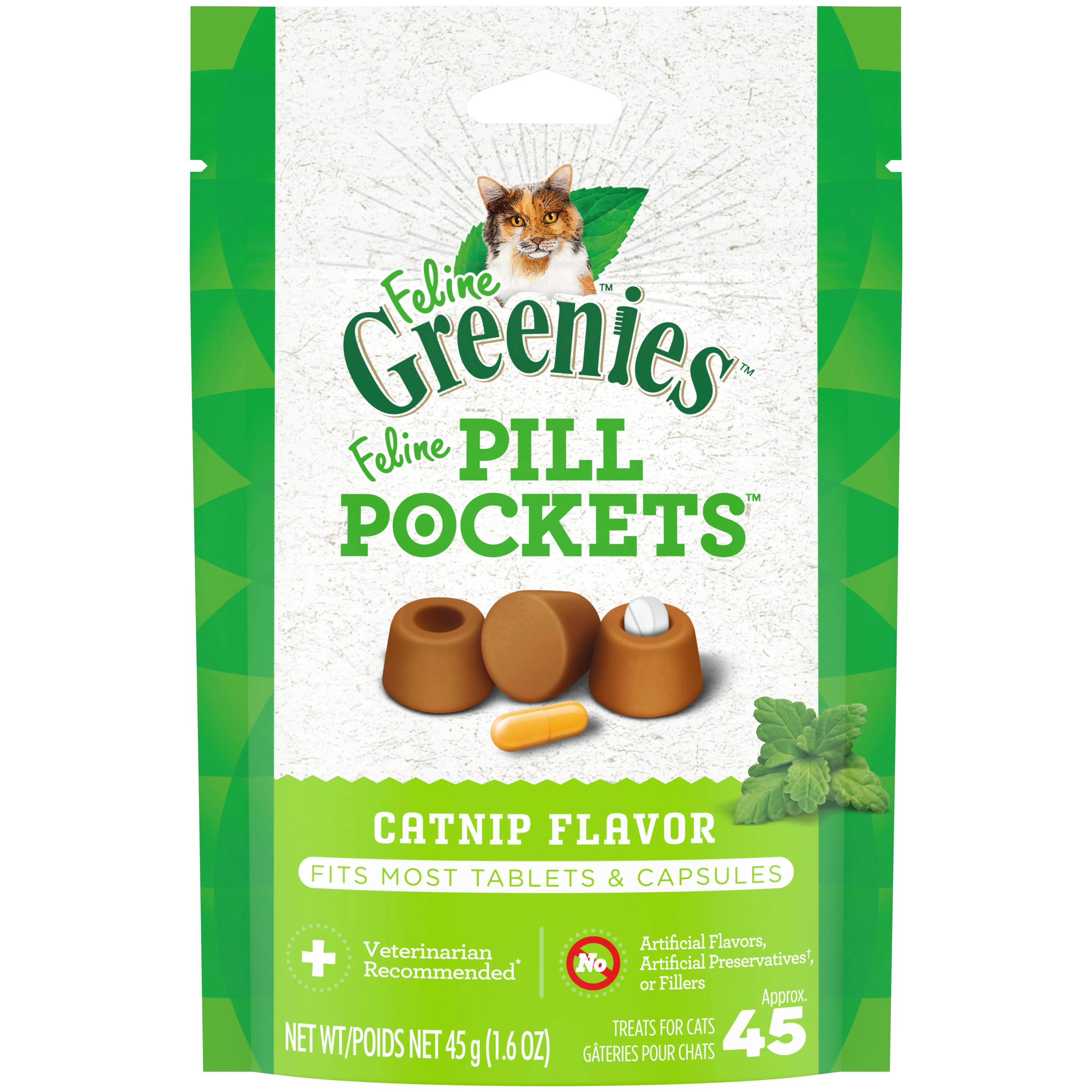 Greenies Feline Pill Pockets Cat Treats Catnip 1.6 oz