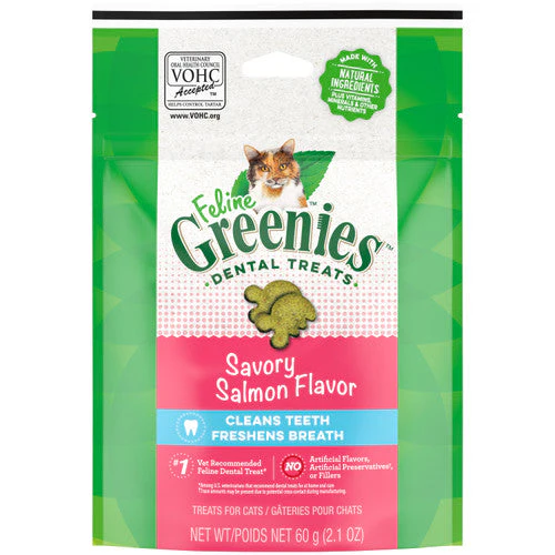 Greenies Feline Adult Cat Dental Treats Savory Salmon 2.1oz - Image 2