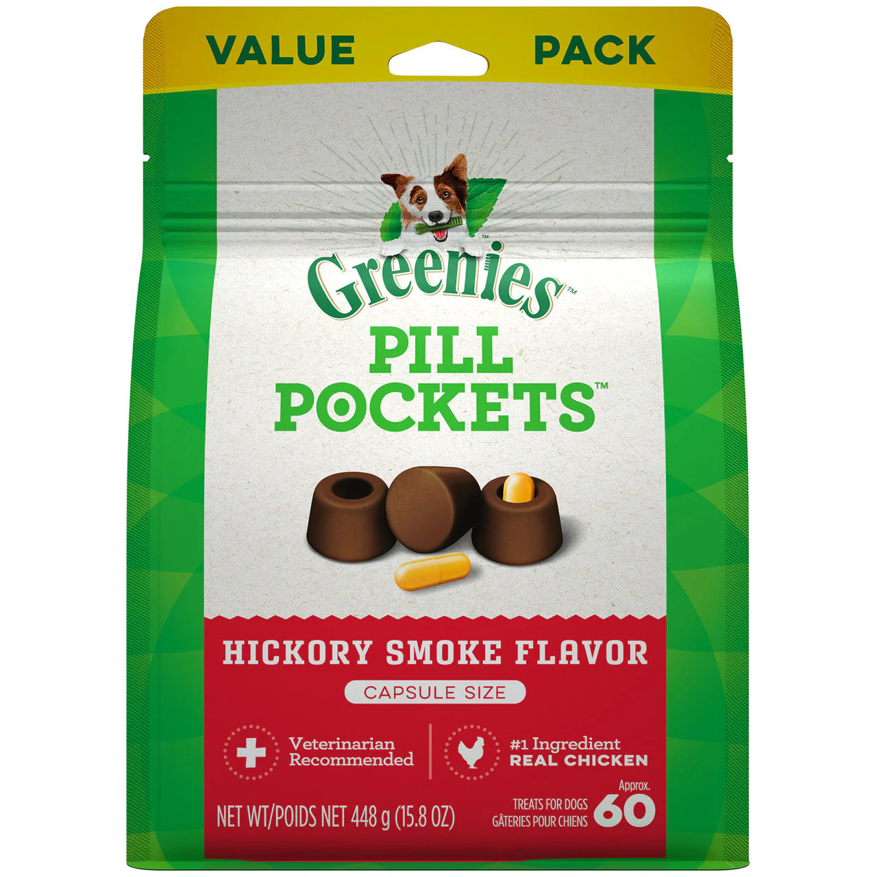 Greenies Pill Pockets for Capsules Hickory Smoke 60 Count 15.8 oz