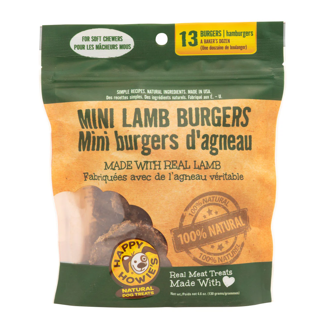 Happy Howie's Mini Lamb Burgers Dog Treats 2 in, 13 ct