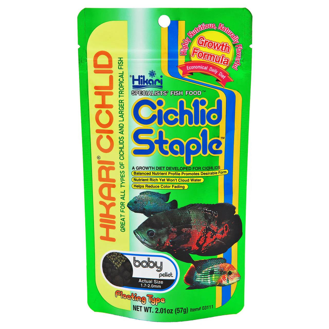 Hikari Cichlid Staple Baby Pellets Fish Food 2 oz Baby