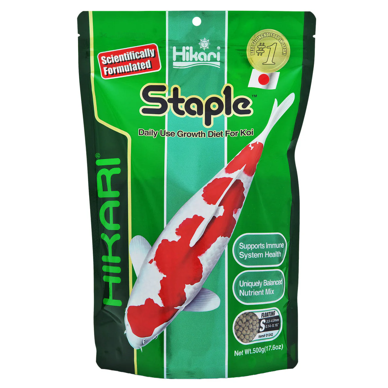 Hikari Staple Growth Formula Pellet Fish Food for Koi and Other Pond Fishes 17.6oz Mini