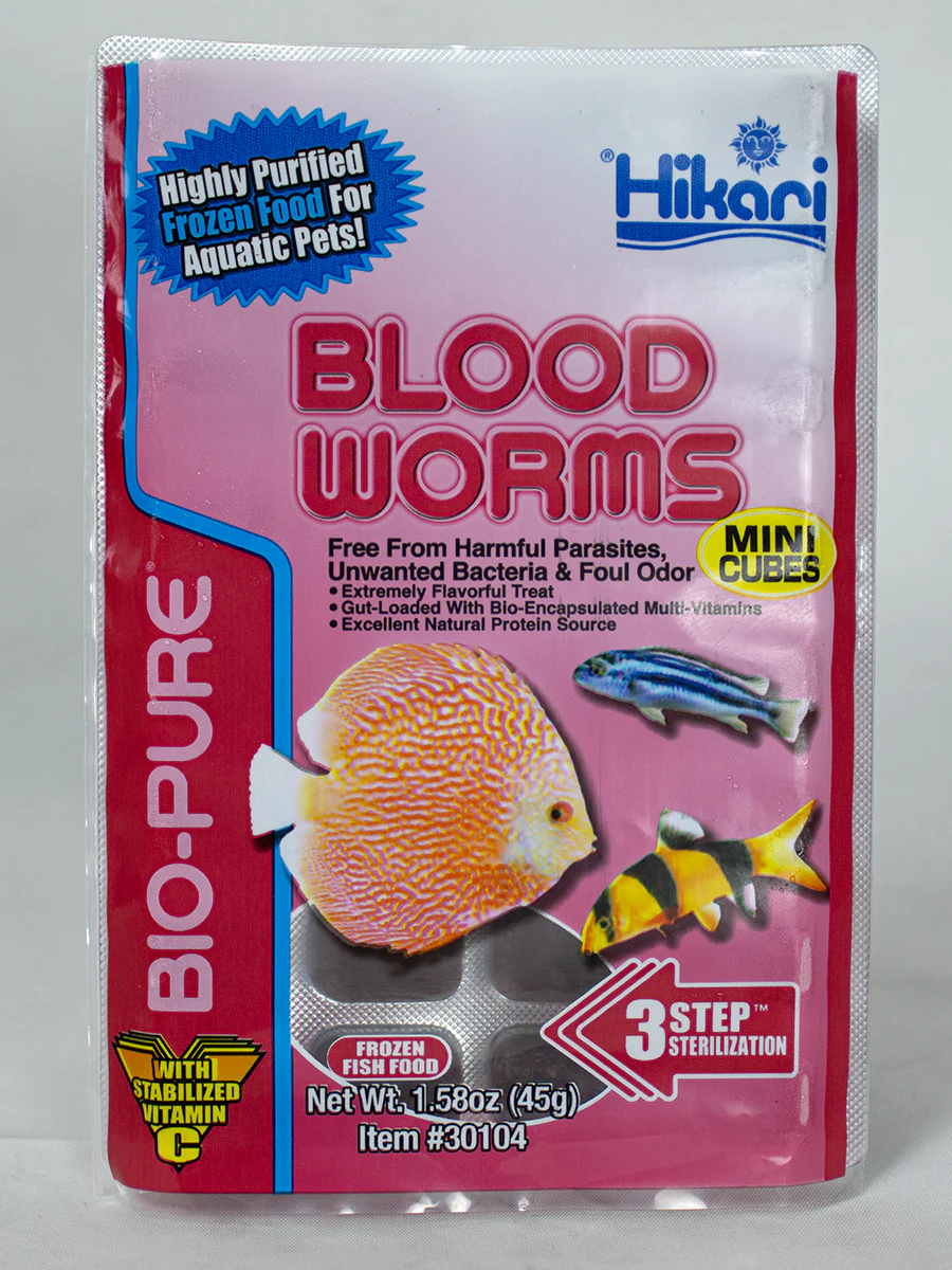 Hikari USA Blood Worm Frozen Fish Food 1.58 oz, Mini Cubes SD-5