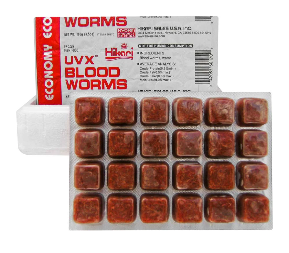 Hikari USA UVX Blood Worms Frozen Fish Food 3.5 oz, 24 ct SD-5