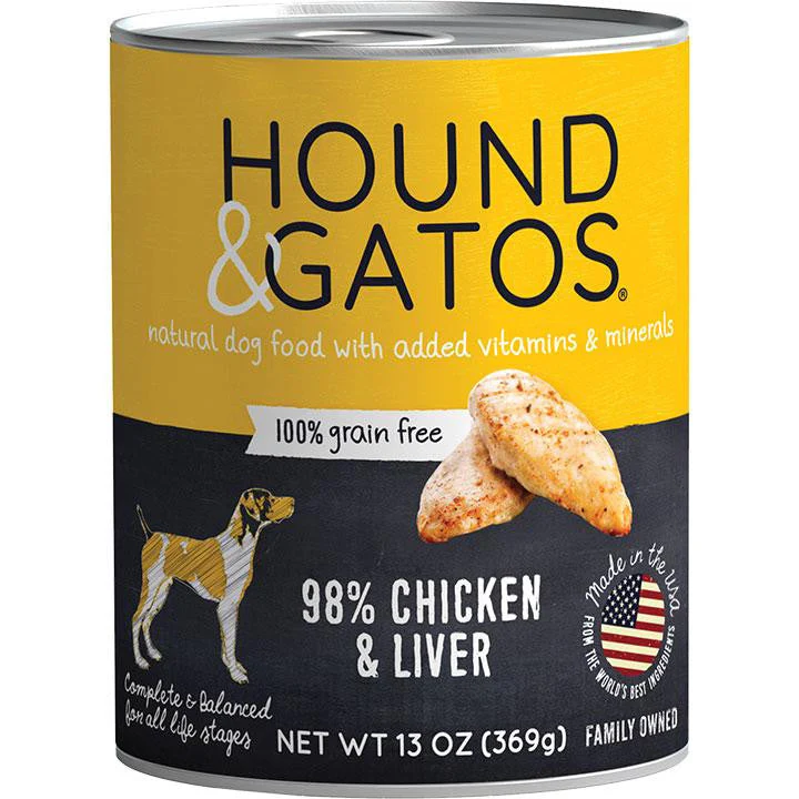 Hound & Gatos Dog Grain Free Chicken Chicken Liver 13oz 12 Pack {L+}