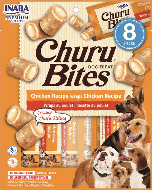 Inaba Dog Churu Bites Chicken Recipe Wraps Treat 6 / 4.2 oz - Image 2