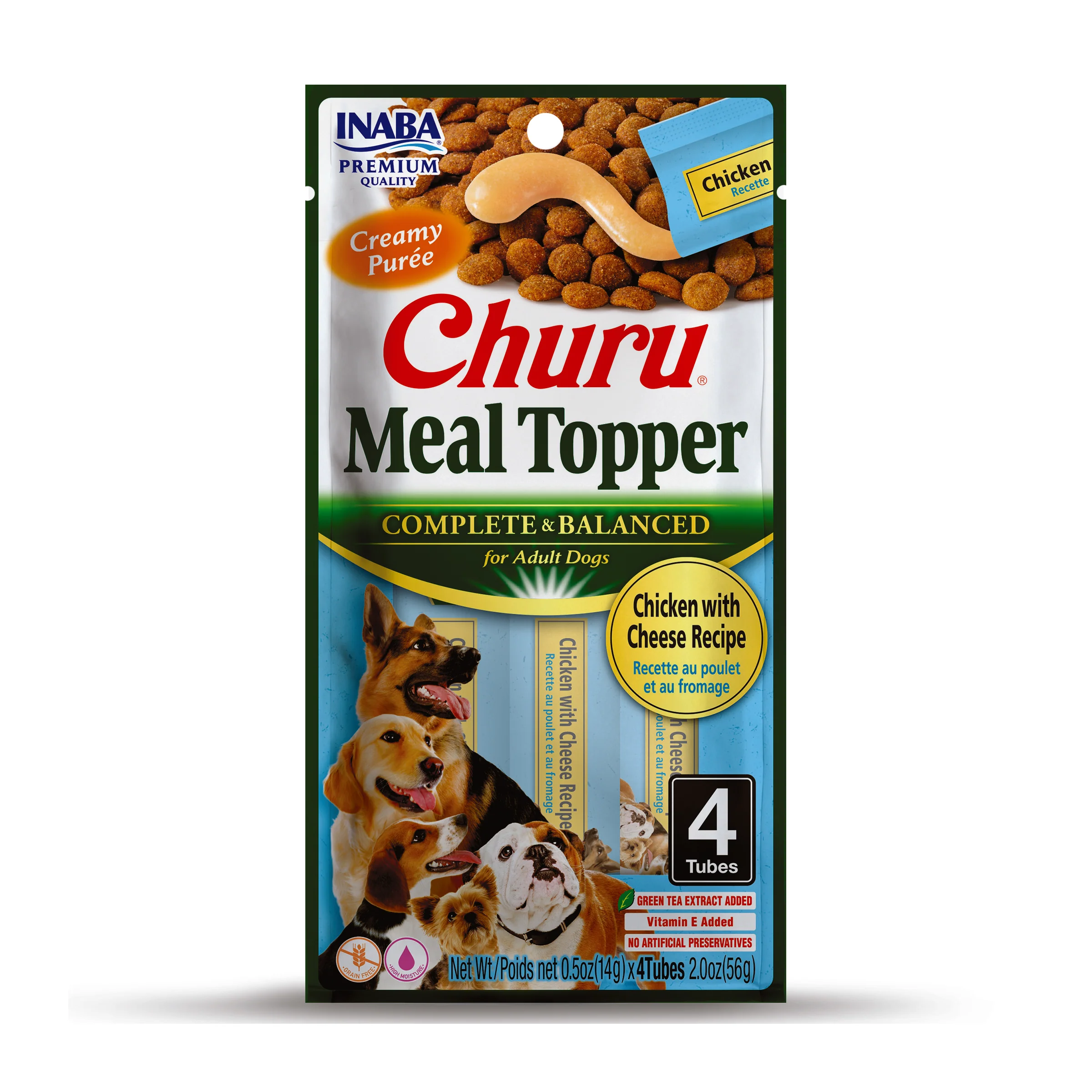 INABA Churu Meal Topper Dog Treat Chicken w/Cheese 6ea/0.5 oz, 4 pk