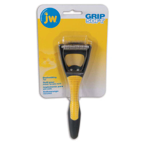 JW Pet GripSoft Cat Deshedding Tool Gray, Yellow One Size - Image 2